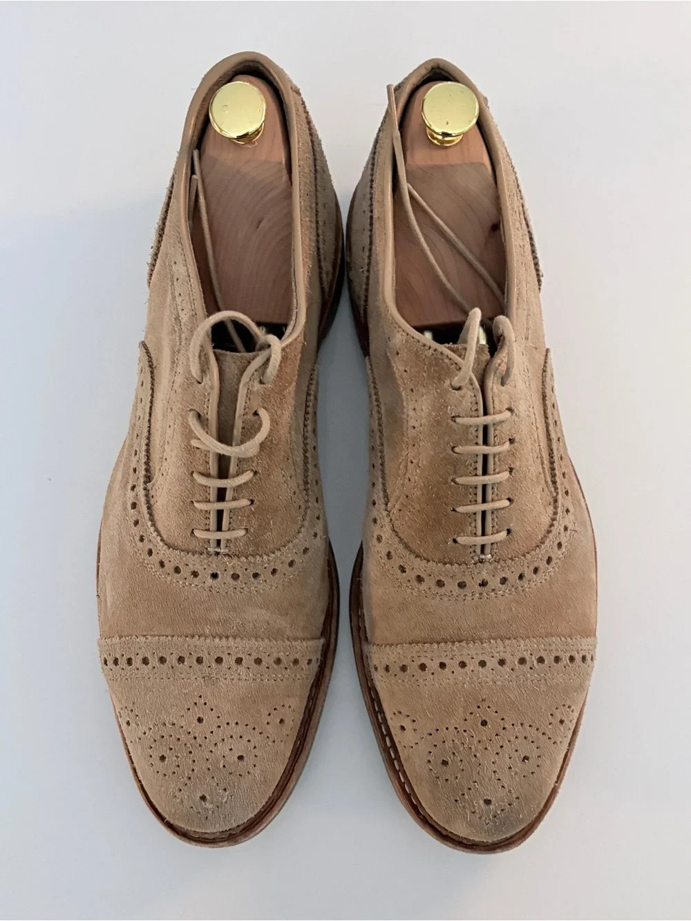 Allen Edmonds Men’s Suede Wingtip Oxfords - Light Taupe